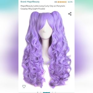 Lolita Long Curly Clip on Ponytails Cosplay Wig (Light Purple)